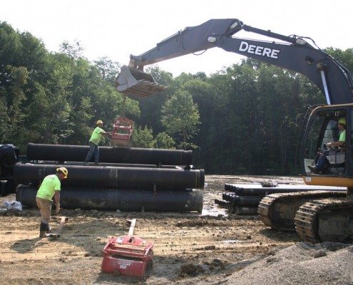 Wright Construction Unstacking Pipe