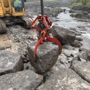 Rocklift Moves Boulders in place for grout