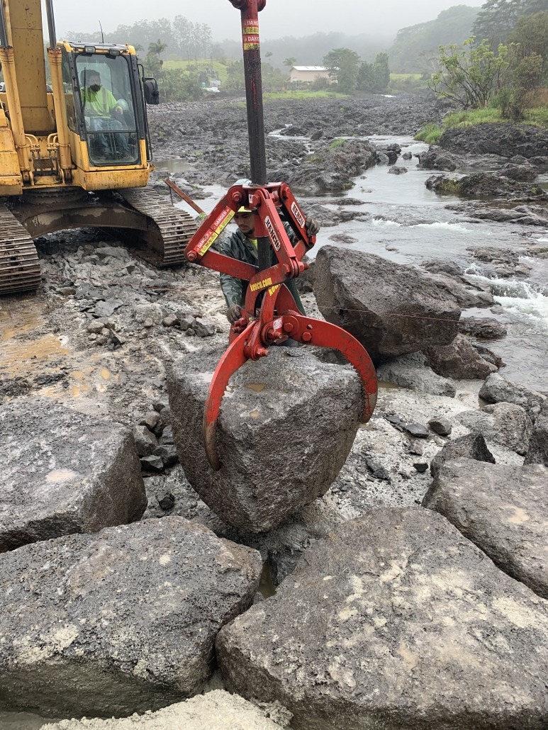 Rocklift Moves Boulders in place for grout