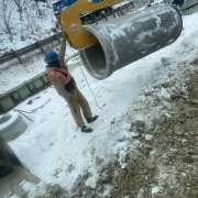 concrete pipe with snow