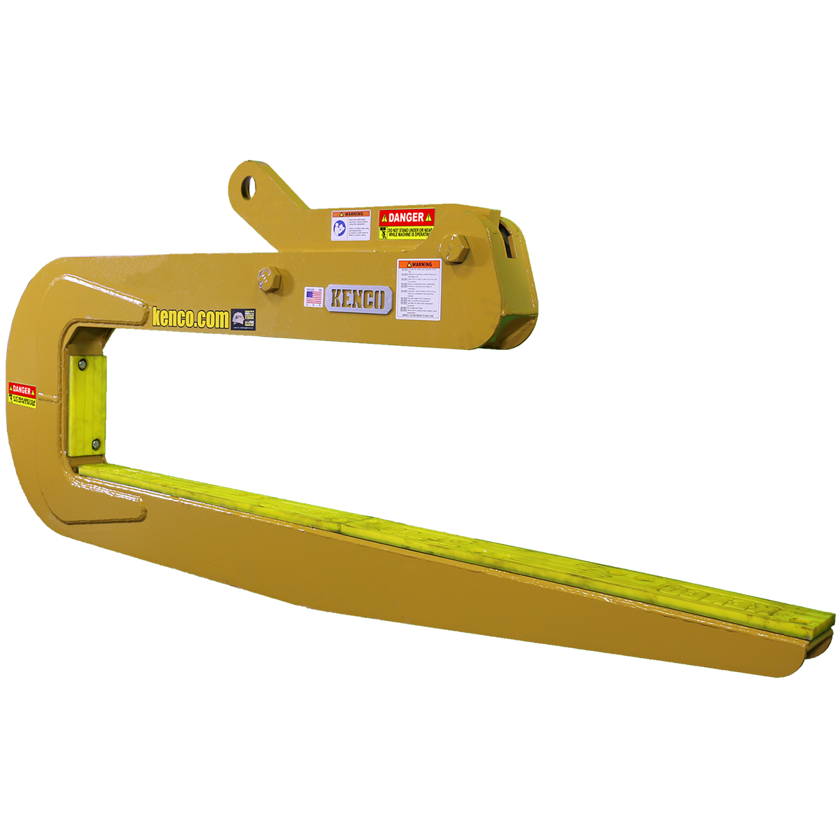 yellow hook for lifting heavy concrete pipe