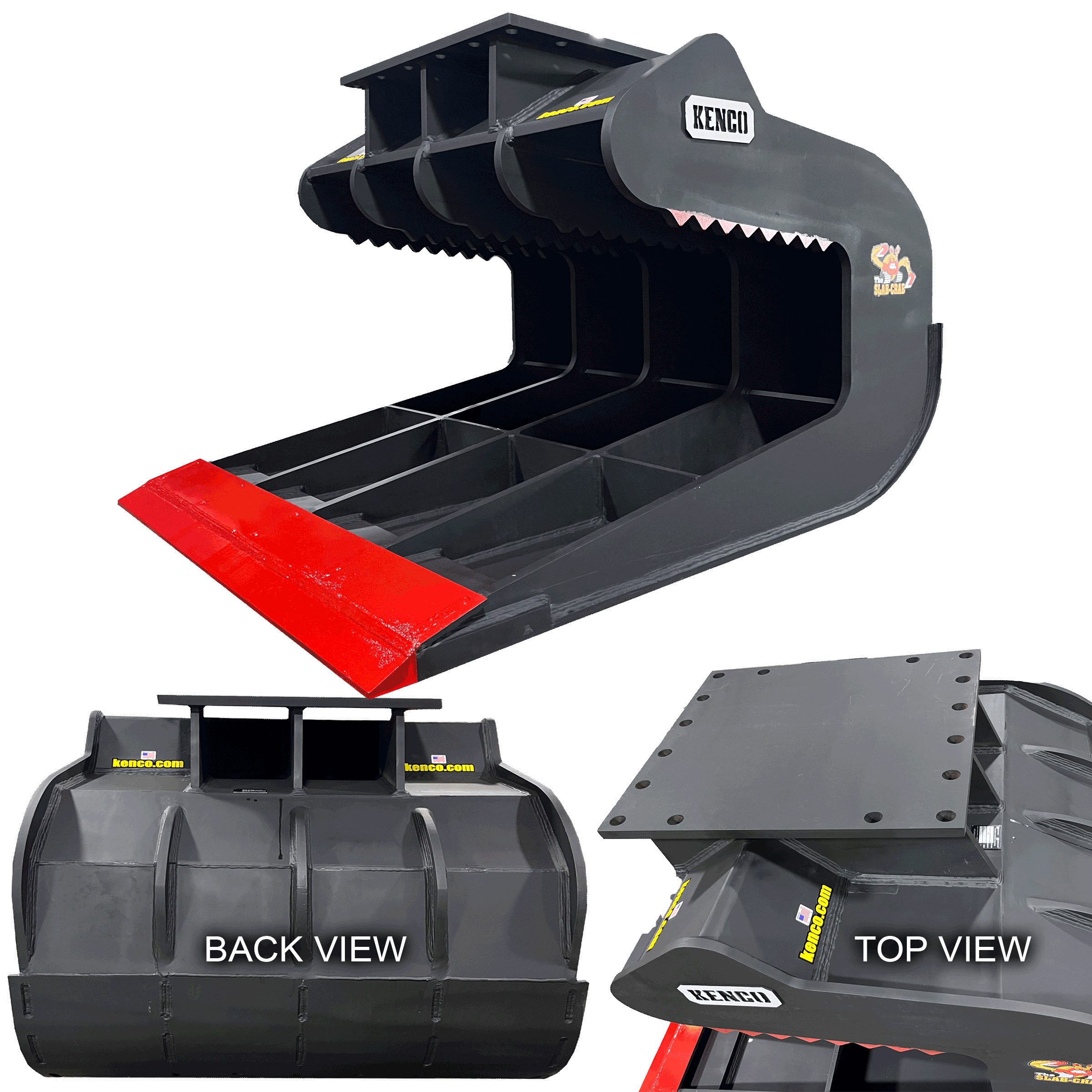 SC400WNTP60 custom slab crab bucket with flat adapter and smooth cutting edge