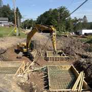 front shot of kenco jib boom extension on excavator