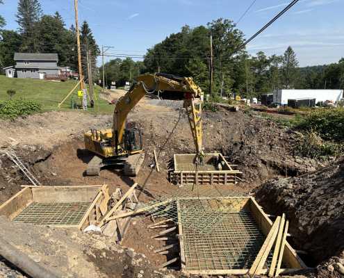 front shot of kenco jib boom extension on excavator