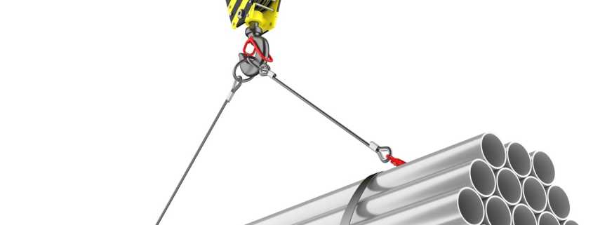 An illustration of a set of sixteen silver pipes being lifted by equipment connected to a system of cords and a pulley.